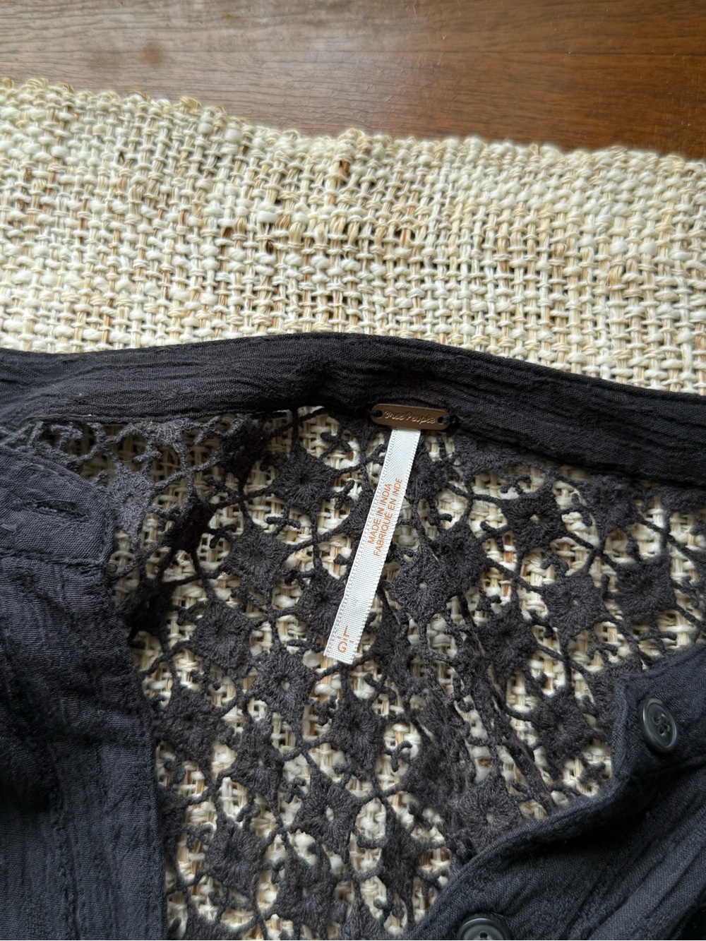 Free People Black woven-Panel Button Down Shirt - Picture 6 of 6
